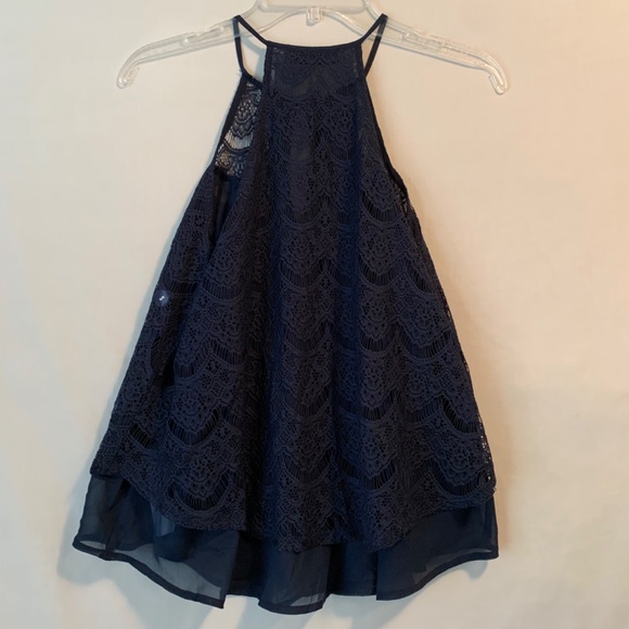 Abercrombie & Fitch Navy Blue Lace Top Size Small - Picture 11 of 15